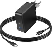 Chargeur Ordinateur USB C 100W 90W 65W 45W Alimentation PC Portable pour Macbook Pro Air Lenovo HP Dell ASUS Acer Samsung Huawei MSI Honor Adaptateur Secteur Chargeur Rapide USB C 2 Ports