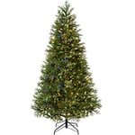 WeRChristmas Pre-lit Mixed Pine Natural Bark Function Christmas Tree, 500 Multi Dual LED Lights, Green, 8 feet/2.4 m