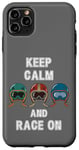 Coque pour iPhone 11 Pro Max Casques rétro vintage, Go Kart Car Racing, Keep Calm & Race On