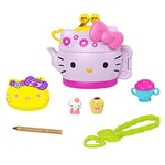 Sanrio Hello Kitty Coffret Compact L’Heure du Thé avec 2 mini-figurines, crayon, carnet de notes et accessoires, jouet pour enfant, GVB31