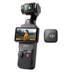 DJI Osmo Pocket 3 + émetteur Mic Mini (Noir Absolu), caméra de vlogging, Microphone sans Fil, Audio de Haute qualité, OsmoAudio, Annulation Active du Bruit, Limite Automatique