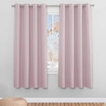 PONY DANCE Rideau Occultant Rose - Décoration de Fenêtre Isolation Thermique Lumineux Bloquer pour Maison Chambre Tissu Solid Panneux à Oeillets, 140 x 175 cm, Rose Clair, 2 PCs