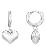 Orelia Jewellery Domed Heart Charm Huggie Hoops Silver