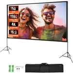 VEVOR Projector Screen with Stand 150 inch 16:9 4K 1080 HD Movie Screen Tripods