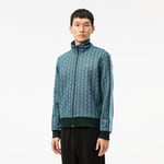 Lacoste Veste de survêtement zippée Paris jacquard Taille M Vert/bleu