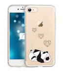 Coque Iphone 7 8 panda marbre coeur noir blanc