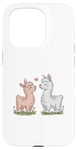 Coque pour iPhone 15 Pro Llama Love Heart Flower Cute Women Kids Men Valentines Day