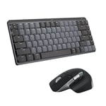 Logitech MX Mechanical Mini TKL illuminated Wireless Keyboard, Tactile Quiet, and MX Master 3S Performance Wireless Bluetooth Mouse Bundle, macOS, Windows, Linux, iOS, Android, QWERTY UK - Grey