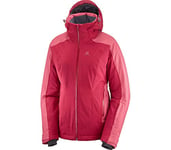 Salomon Women'S Ski Jacket with Hood, Brilliant JKT W, Synthetic Blend, Red/Pink (Rio Red/Garnet Rose), Size L, LC1210400