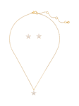 kate spade new york Star Cubic Zirconia Stud Earrings and Pendant Necklace Jewellery Set, Clear/Gold