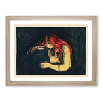 The Vampire Vol.2 By Edvard Munch Classic Painting Framed Wall Art Print, Ready to Hang Picture for Living Room Bedroom Home Office Décor, Oak A4 (34 x 25 cm)