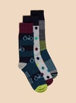 White Stuff Ankle Socks, Pack of 3, Navy/Multi