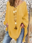 Women'S Shirt Long Sleeve Plus Size Linen Shirt Women White Button Down Shirt Loose Casual Cotton Blouse Womens Tops And Blouses Shirts Blusas-1610_Yellow_4Xl