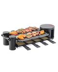 OHMEX OHM-GRIL-5800 - Appareil à Raclette et Grill Pierre - 1200 Watts - 8 Poêlons Anti-Adhérents - Ouverture des Plaques à 180°