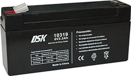 DSK 10319 - Batterie au plomb AGM rechargeable scellée 6V 3,2Ah. Idéal pour les voitures et les motos électriques pour enfants, scooters, systèmes UPS, systèmes de sécurité. Le gel ne se renverse pas