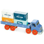 Vilac Wooden Vilacity Container Truck, Includes 4 Magnetic Container Blocks and Vehicle Truck, Wipe Clean, 23 x 11 x 5 cm, 3 Years+