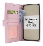 Zipper Standcase Wallet Motorola Moto G73 5G (Ljusrosa)