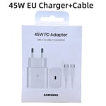 Alkuperäinen Samsung Charger 45W Super Fast Charge EU-SERTIFIOIDUT adapteri Galaxy Z Fold 5 4 3 Flip 5 4 3 S23 S24 Ultra S20 S22 S21