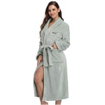 JXILY Robe, Cotton Dressing Gown Couple Nightgown Men's Bathrobe Ladies Robe Terry Towelling Flannel Bathrobe Hooded Soft,mint green,L