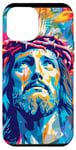 Coque pour iPhone 12 Pro Max Bleu Pop Art Tropical Jesus Is King Christian Faith Nouveautés