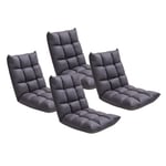 SOGA 4X Grey Lounge Floor Recliner Adjustable Gaming Sofa Bed Foldable Indoor Outdoor Backrest Seat Home Office Decor -  - LoungeD1459X4