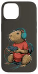 Coque pour iPhone 14 Capybara Gamer Casque de jeu vidéo pour adolescents et joueurs de jeux