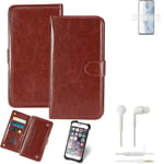 Case For Nokia G60 5G brown + Earphones Protective Flip Cover Folding Bag Book C