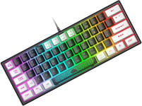 MINI 60% CLAVIER DE JEU, CÂBLÉ USB GAMING KEYBOARD, RÉTROÉCLAIRÉ RGB CLAVIER SEMI-MÉCANIQUE À MEMBRANE PORTABLE COMPACT 62 TOUCHES DOUBLE COLOR KEYCAPS QWERTY POUR PC, MAC, LAPTOP-[CLA170788]