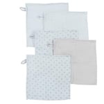 roba Lot de 5 Gants de Toilette Débarbouillettes Bébé "Lil Planet" 25 x 25 cm - Certifié Oekotex et Gots - Coton Bio - Bleu Clair