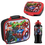 Marvel Lunch Box Enfant Ensemble 3 Pcs Rentrée Sac Isotherme Repas Enfant Boite à Gouter et Gourde Enfant Spiderman Avengers Dejeuner Gouter Pique Nique Accessoires Officiels (Multi Avengers)