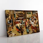 The Country Brawl By Pieter Bruegel The Elder Classic Painting Canvas Wall Art Print Ready to Hang, Framed Picture for Living Room Bedroom Home Office Décor, 50x35 cm (20x14 Inch)