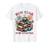 Groovy New Year New Chapter Happy New Year Book Lover Retro T-Shirt