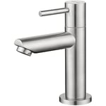 Robinet Eau Froide Chromé avec Flexible Raccordement, Mitigeur Lavabo Mélangeur Salle Bain avec Bec Hauteur 115 mm Pour wc, Salle Bain - Ccykxa