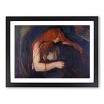 The Vampire Vol.1 By Edvard Munch Classic Painting Framed Wall Art Print, Ready to Hang Picture for Living Room Bedroom Home Office Décor, Black A4 (34 x 25 cm)