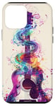 Coque pour iPhone 12 mini Guitare ethnique vintage violette avec motif fumé coloré