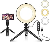 CHANONE Ring Light with Tripod Stand & Cell Phone Holder for Live Stream/Makeup, Mini Led Camera Ringlight for YouTube Video/Photography Compatible with iPhone Xs Max XR Android (6" Upgraded)