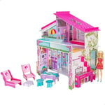 Lisciani - Maison de Poupée - Barbie Villa de Vacances avec Poupée - Maison En carton A Assembler Et Décorer - Loisir Créatif - Pour Filles à partir de 4 ans