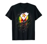 Proud Zimbabwean Roots Heritage Torn Ripped Zimbabwe Flag T-Shirt