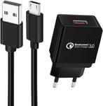 Quick Charge 3.0 Chargeur Secteur Usb Et 1m Câble Micro Usb Pour Blackview A60 A70 |Cubot Note 7 / Note 20 |Doogee X95 X96 N20 Pro | Pour Wiko Y81 Y62 Y61 Y60 Y51 View4 Lite Androi[Cha301123]