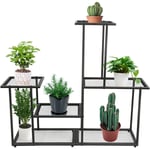 Métal Étagère à Fleurs,Porte Plantes Fer Forgé,Etagere Plante Extérieur Intérieur, pour Maison Balcon Jardin Terrasse,85x85x25cm,noir