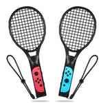 Raquettes De Tennis Pour Nintendo Switch : Raquettes De Tennis Pour Manettes Joy-Con En Pack Double (Noir) Pour Le Jeu Mario Tennis Aces.