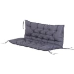 Coussin matelas assise dossier pour banc de jardin balancelle canapé 2 places grand confort 120 x 110 x 12 cm gris