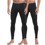 INNERSY Legging Thermique Noir pour Homme Pantalon de sous Vetement Chaud Collant Ski Hiver Lot de 2 (L, 2Noir)