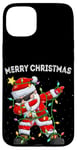 iPhone 15 Plus Dabbing Santa Claus Christmas Tree Lights Funny Dab Xmas Case