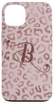 Coque pour iPhone 13 Letter B Initial Leopard Rose Pink Cheetah Monogram