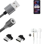 Data charging cable for + headphones UMIDIGI Bison GT2 Pro 5G + USB type C a. Mi