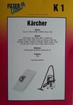 LOT 3 SACS EN PAPIER POUR HOOVER MOULINEX PROGRESS KÄRCHER K1