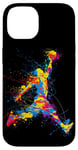 Coque pour iPhone 14 Splash d'action coloré pour les amateurs de basket-ball