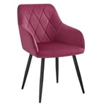 WOLTU Chaise Salle à Manger, Fauteuil Salon, Chaise Scandinave, Chaise de Cuisine en Velours, Assis Rembourré avec Accoudoirs et Dossier, Pieds en Métal, Bordeaux, BH352bd-1