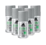 Adidas Men 6-In-1 Roll-On Deodorant Antiperspirant 50ml 3, 6 Pack